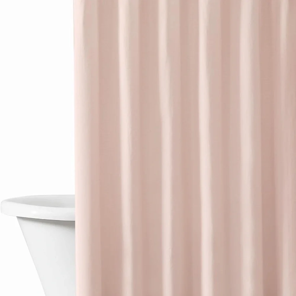 Brooklyn Loom Solid Cotton Blush Shower Curtain